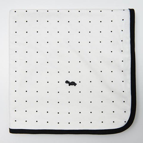 STRETCH COTTON JERSEY WRAP - White with Black Dots