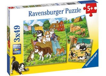 Ravensburger-Cats & Dogs Puzzle 3 x 49pc