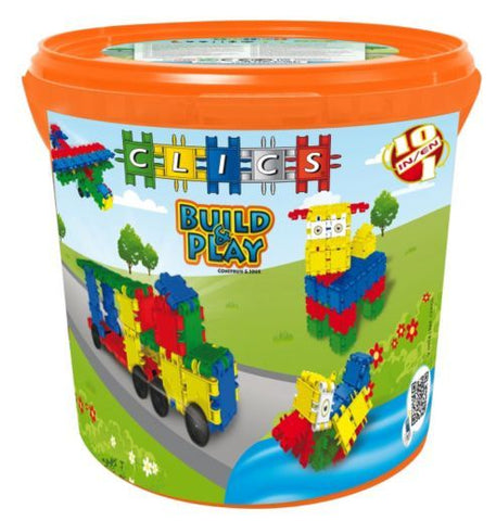 CLICS - BUILD & PLAY DRUM 225 COLORFUL PIECES | 10-IN-1