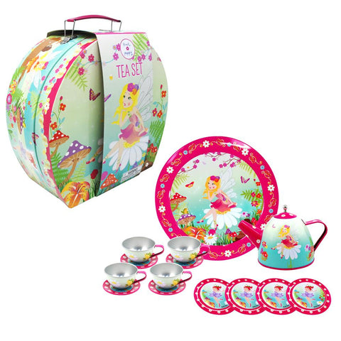 Forest fairy tin tea set in carry case-g