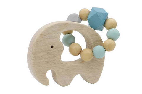 ELEPHANT RATTLE WITH SILICONE BEAD