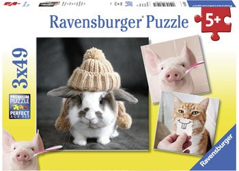 Ravensburger - Funny Animal Portraits Puzzle 3x49 pieces